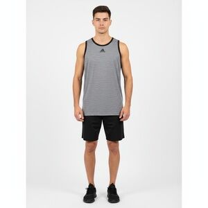 Adidas Mens 2XL Heathered Grey Athletic Workout Tank Top Sleeveless Sporty